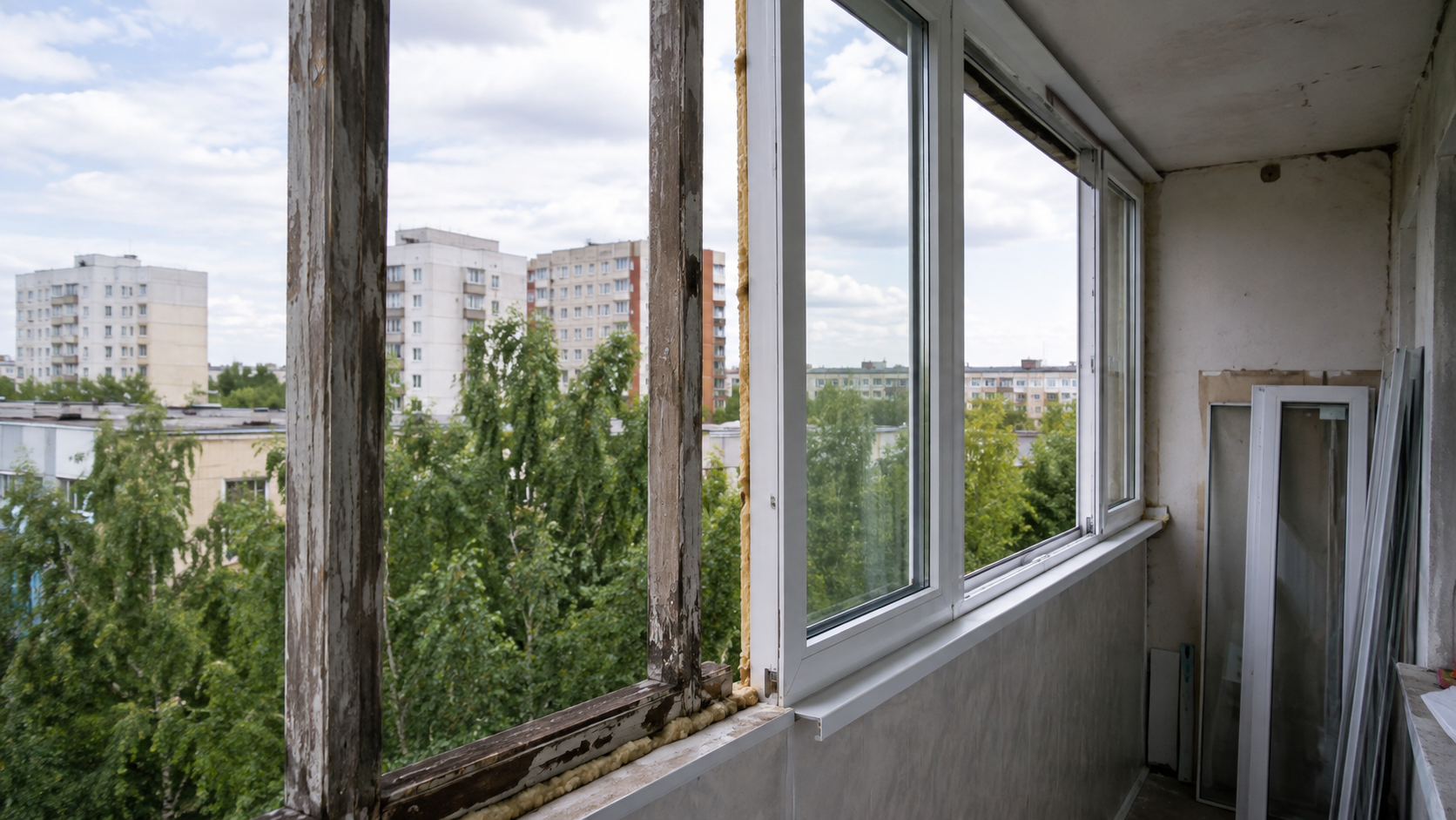 Замена старого остекления балкона на новое